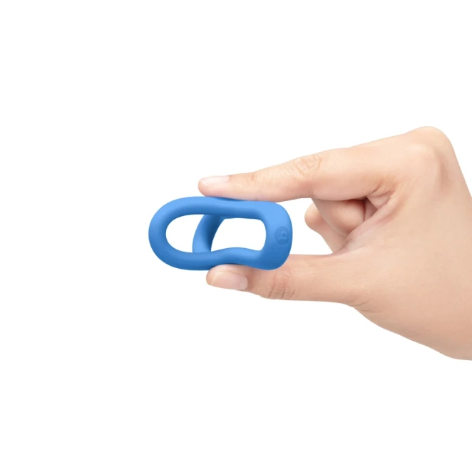 b-Vibe Snug Ring Tri-Sling Soft Stretch Silicone Cock and Ball Sling Blue