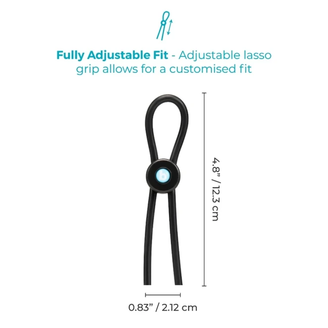 b-Vibe Lasso Grip Fully Adjustable Silicone Cock Ring Black