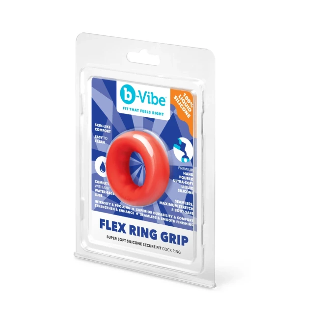 b-Vibe Flex Ring Grip 29mm Ultra Soft Silicone Cock Ring Red