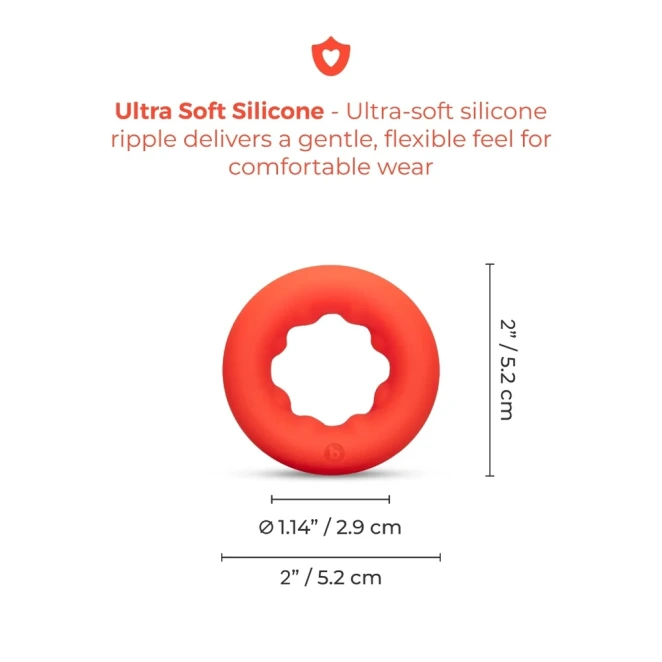 b-Vibe Flex Ring Grip 29mm Ultra Soft Silicone Cock Ring Red
