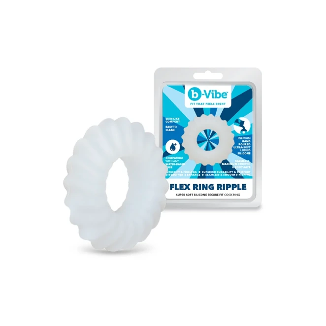 b-Vibe Flex Ring Ripple 24mm Ultra Soft Silicone Cock Ring Clear