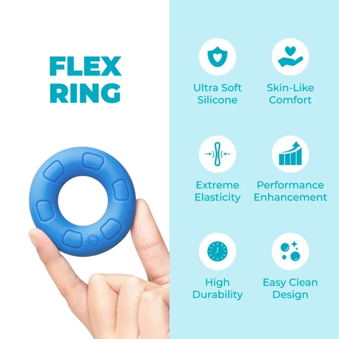 b-Vibe Flex Ring 31.5mm Ultra Soft Silicone Cock Ring Blue