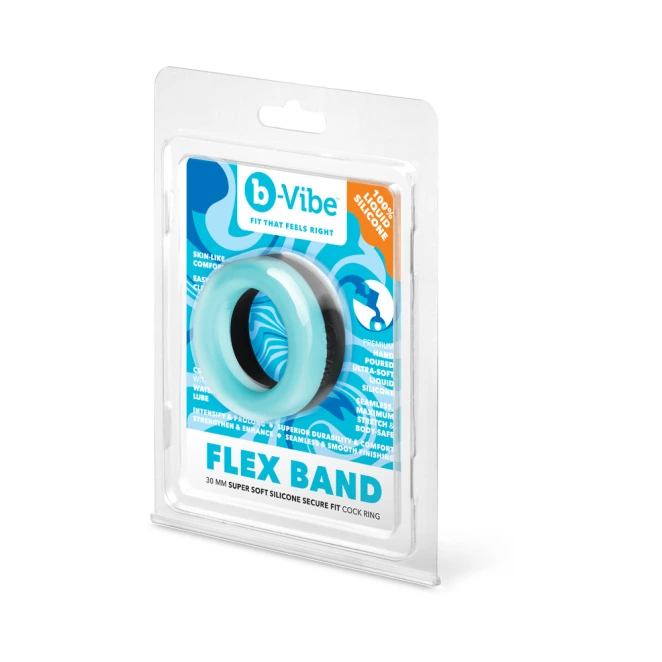 b-Vibe Flex Band 30mm Super Soft Silicone Cock Ring Black and Blue