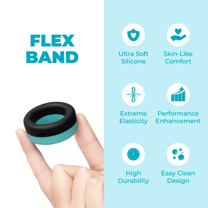 b-Vibe Flex Band 30mm Super Soft Silicone Cock Ring Black and Blue