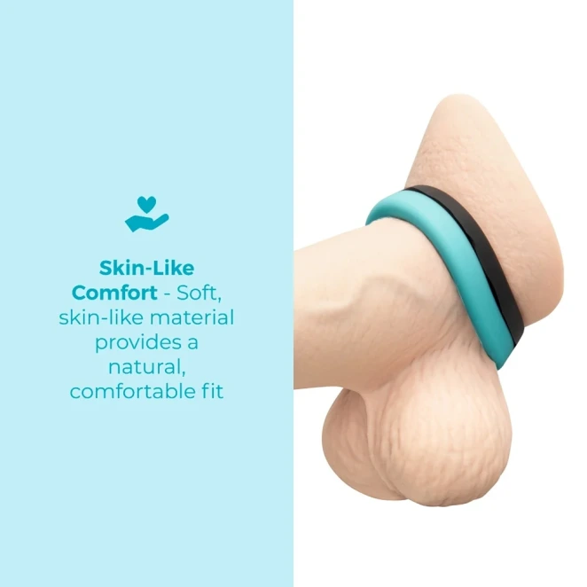 b-Vibe Flex Band 30mm Super Soft Silicone Cock Ring Black and Blue