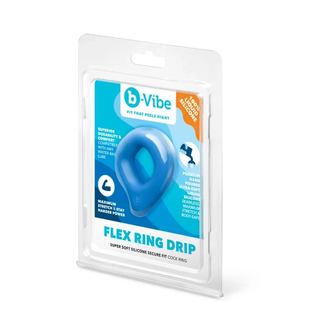 b-Vibe Flex Ring Drip 22.5mm Super Soft Silicone Cock Ring Blue