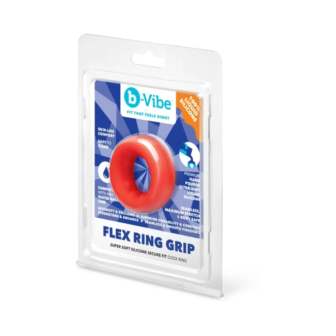 b-Vibe Flex Ring Bulk 40mm Super Soft Silicone Cock Ring Red