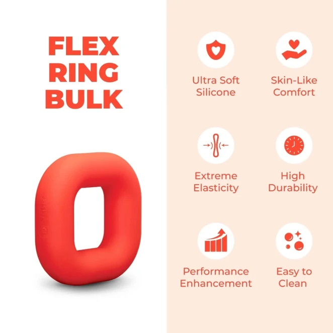 b-Vibe Flex Ring Bulk 40mm Super Soft Silicone Cock Ring Red