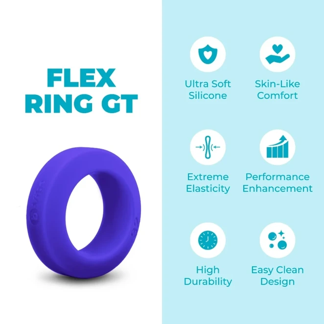 b-Vibe Flex Ring GT 32mm Super Soft Silicone Cock Ring Blue
