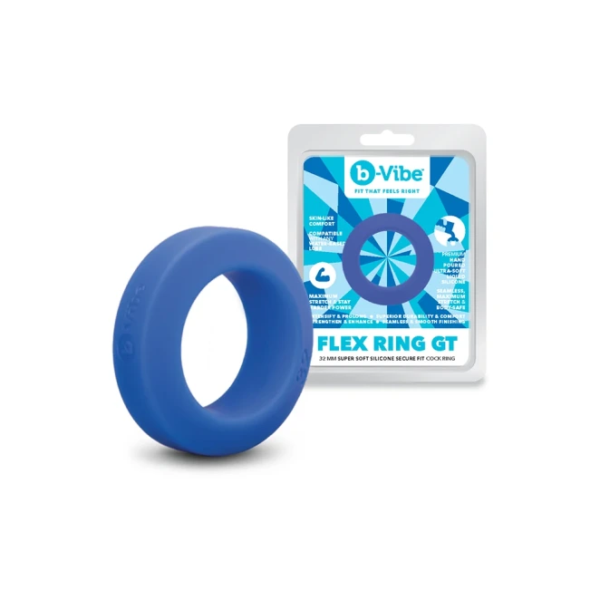 b-Vibe Flex Ring GT 32mm Super Soft Silicone Cock Ring Blue