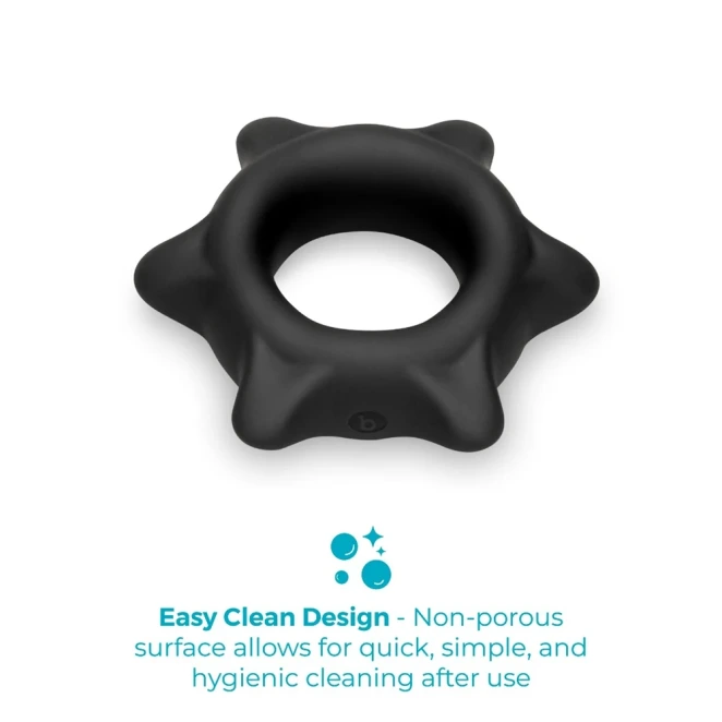 b-Vibe Flex Ring Spike 25mm Ultra Soft Silicone Textured Cock Ring Black