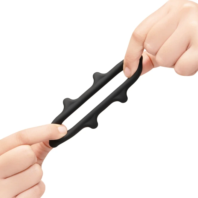 b-Vibe Flex Ring Spike 25mm Ultra Soft Silicone Textured Cock Ring Black