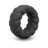 b-Vibe Flex Ring Tread 24mm Ultra Soft Silicone Textured Cock Ring Black