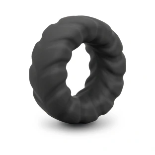 b-Vibe Flex Ring Tread 24mm Ultra Soft Silicone Textured Cock Ring Black