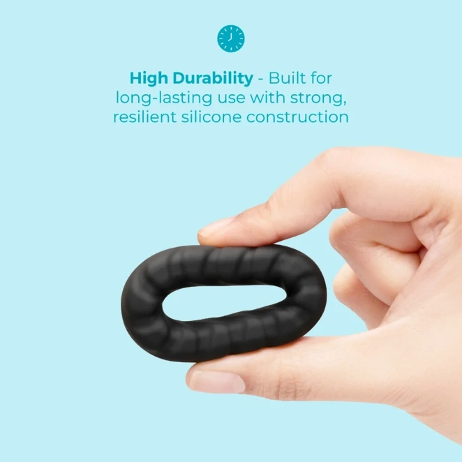 b-Vibe Flex Ring Tread 24mm Ultra Soft Silicone Textured Cock Ring Black
