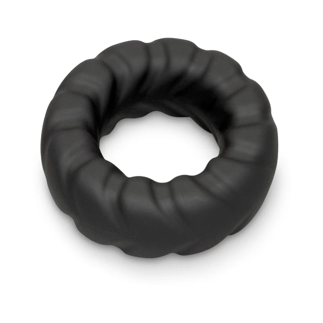 b-Vibe Flex Ring Tread 24mm Ultra Soft Silicone Textured Cock Ring Black