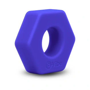 b-Vibe Flex Ring Hex 22mm Super Soft Silicone Cock Ring Blue
