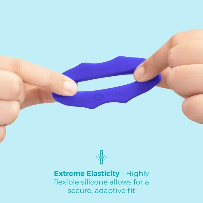 b-Vibe Flex Ring Hex 22mm Super Soft Silicone Cock Ring Blue