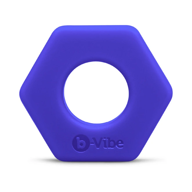 b-Vibe Flex Ring Hex 22mm Super Soft Silicone Cock Ring Blue