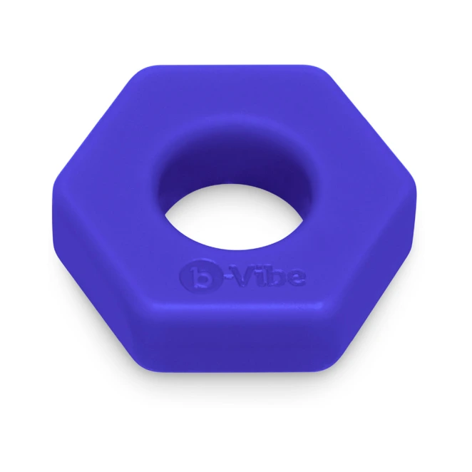 b-Vibe Flex Ring Hex 22mm Super Soft Silicone Cock Ring Blue