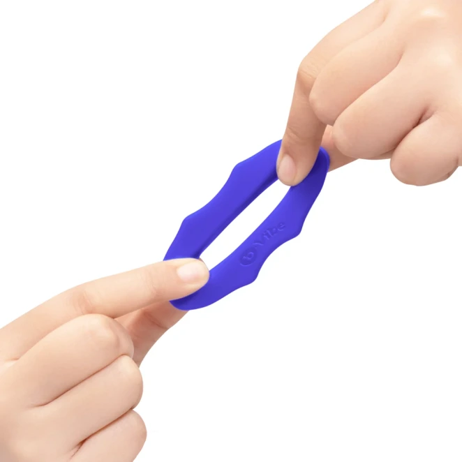 b-Vibe Flex Ring Hex 22mm Super Soft Silicone Cock Ring Blue