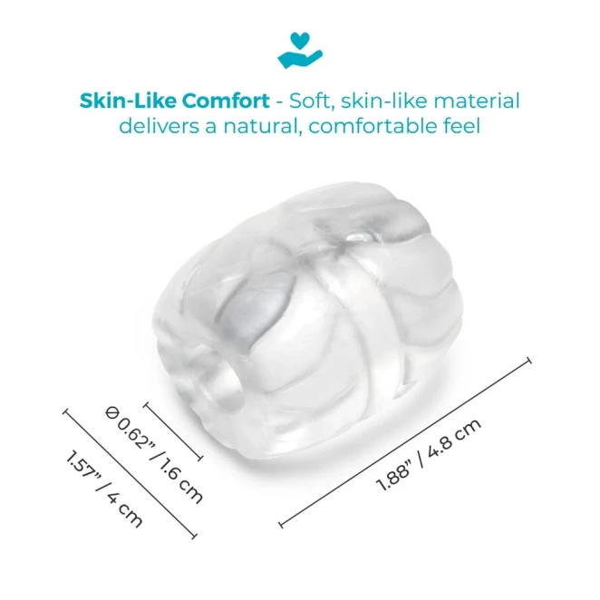 b-Vibe Stretch-Tech Barrel 16mm Ultra Stretchy Cock Ring and Ball Stretcher Clear