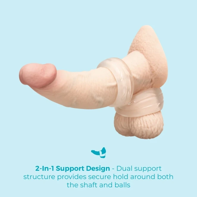 b-Vibe Stretch-Tech Double Barrel Ultra Stretchy Cock Ring and Ball Stretcher Clear