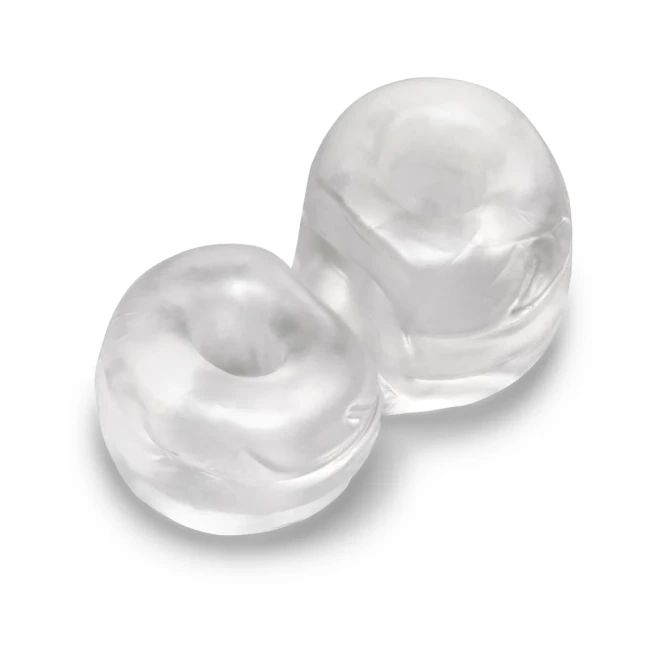 b-Vibe Stretch-Tech Double Barrel Ultra Stretchy Cock Ring and Ball Stretcher Clear