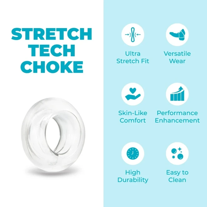 b-Vibe Stretch-Tech Choke 23mm Ultra Stretchy Cock Ring Clear
