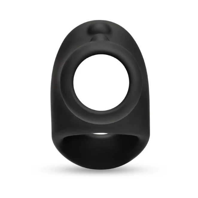 qb-Vibe Flex Ring Shaft Ultra Soft Silicone Cock Ring with Shaft Sleeve and Ball Stretcher Black