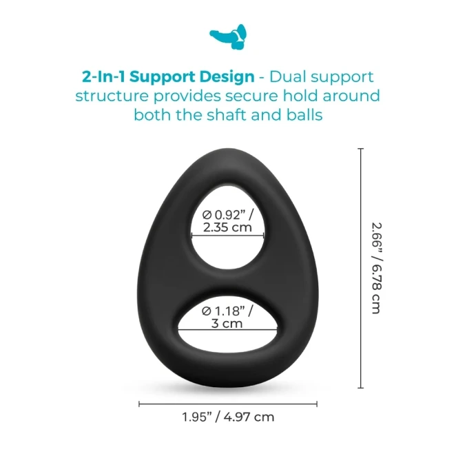 b-Vibe Flex Ring Eight Super Soft Silicone Cock and Ball Ring Black