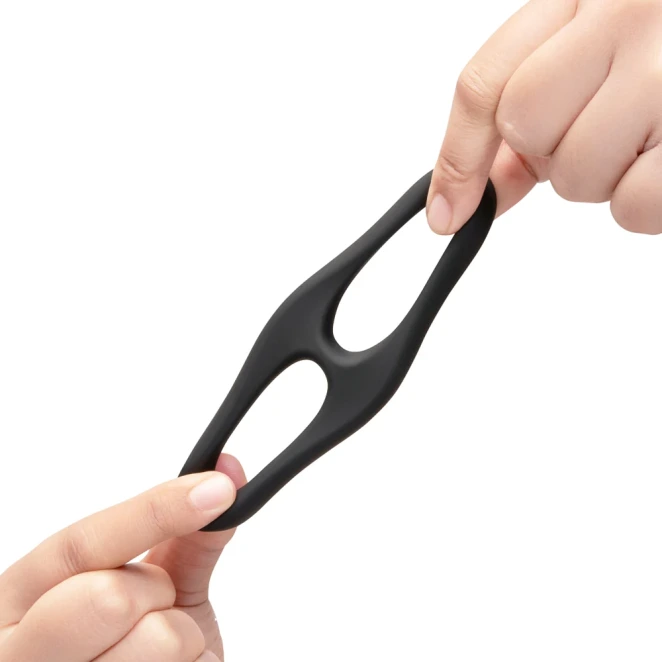 b-Vibe Flex Ring Eight Super Soft Silicone Cock and Ball Ring Black