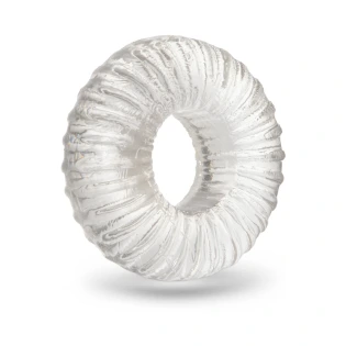 b-Vibe Stretch-Tech Swirl Ultra Stretchy TPE Cock Ring Clear