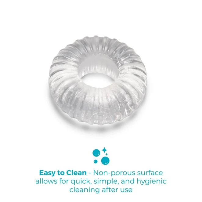 b-Vibe Stretch-Tech Swirl Ultra Stretchy TPE Cock Ring Clear