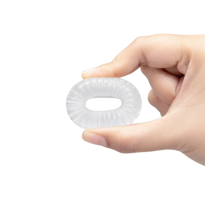 b-Vibe Stretch-Tech Swirl Ultra Stretchy TPE Cock Ring Clear