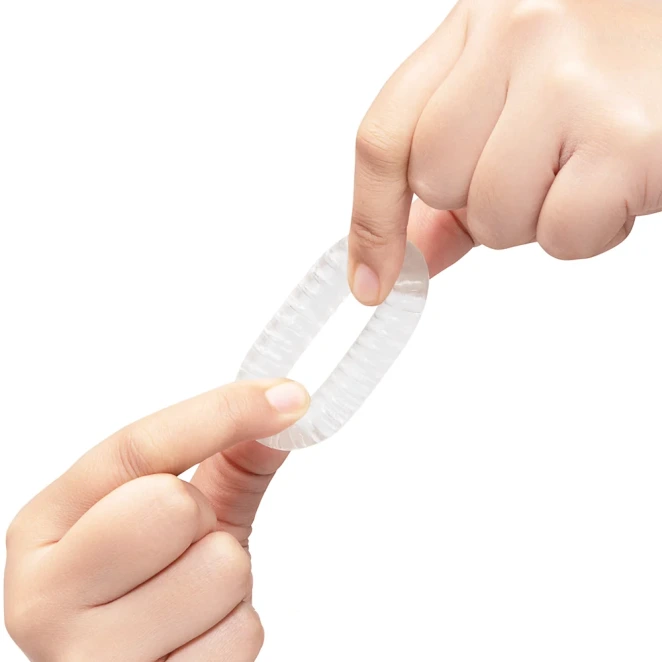 b-Vibe Stretch-Tech Swirl Ultra Stretchy TPE Cock Ring Clear