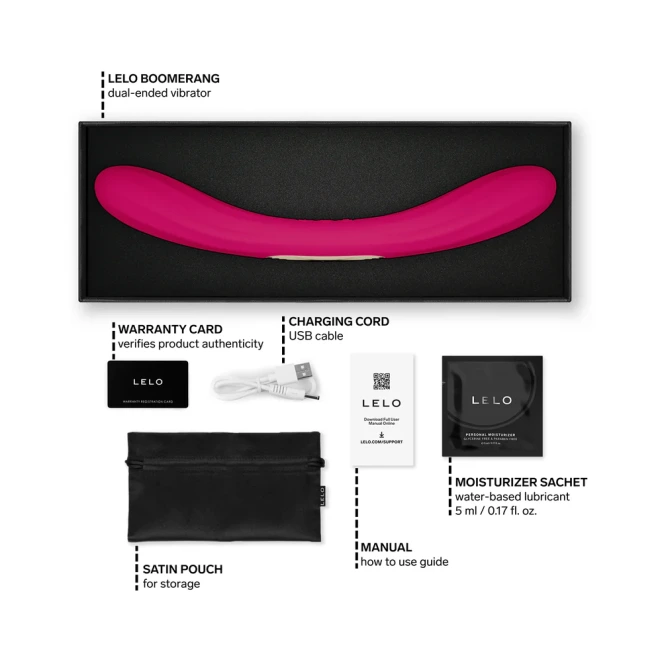 LELO BOOMERANG Dual-Ended Luxury Vibrator Cerise