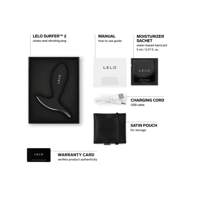 LELO Surfer 2 App-Controlled Anal Vibrating Plug Black