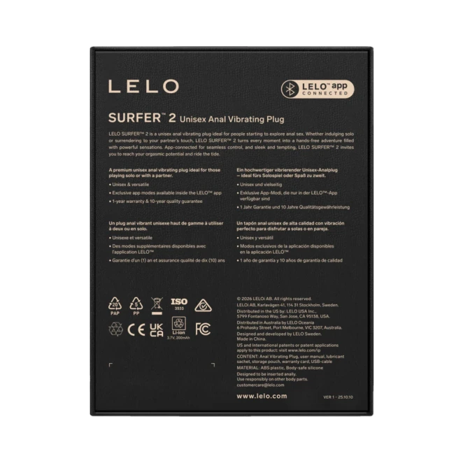 LELO Surfer 2 App-Controlled Anal Vibrating Plug Black