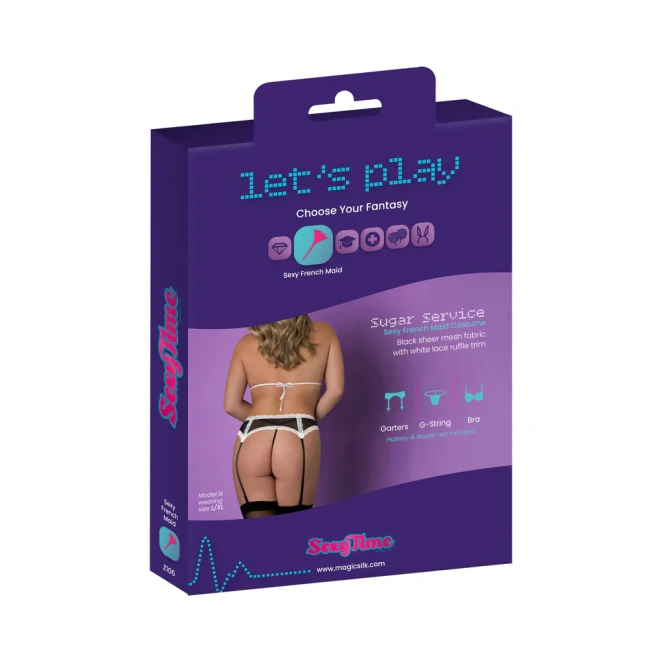 Magic Silk Sexy Time Sugar Service Fresh Maid Costume Black