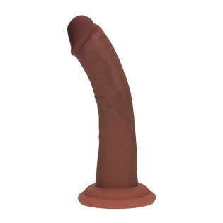 6 Inch RealRock Ultra Realistic Dual Density Silicone Curved Dildo Brown