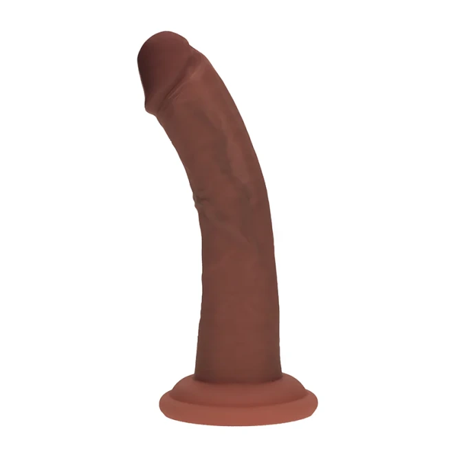 6 Inch RealRock Ultra Realistic Dual Density Silicone Curved Dildo Brown