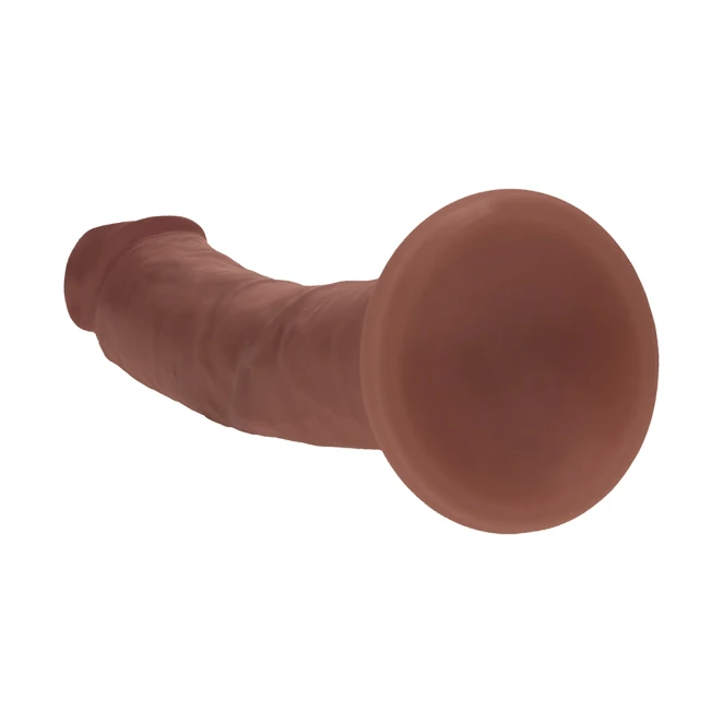 6 Inch RealRock Ultra Realistic Dual Density Silicone Curved Dildo Brown