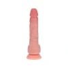 7 Inch RealRock Ultra Realistic Dual Density Silicone Vibrating Thrusting Dildo with Balls Beige