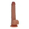 7 Inch RealRock Ultra Realistic Dual Density Silicone Vibrating Thrusting Dildo with Balls Tan
