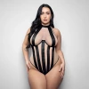 Fantasy Lingerie Elusive Verena High Neck Teddy with Stripe Detail