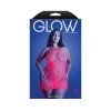 Fantasy Lingerie Glow Back It Up Halter Dress in Floral Knit and Fishnet