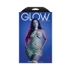 Fantasy Lingerie Glow Warning Sign Gartered Dress Rhinestone Fence Net