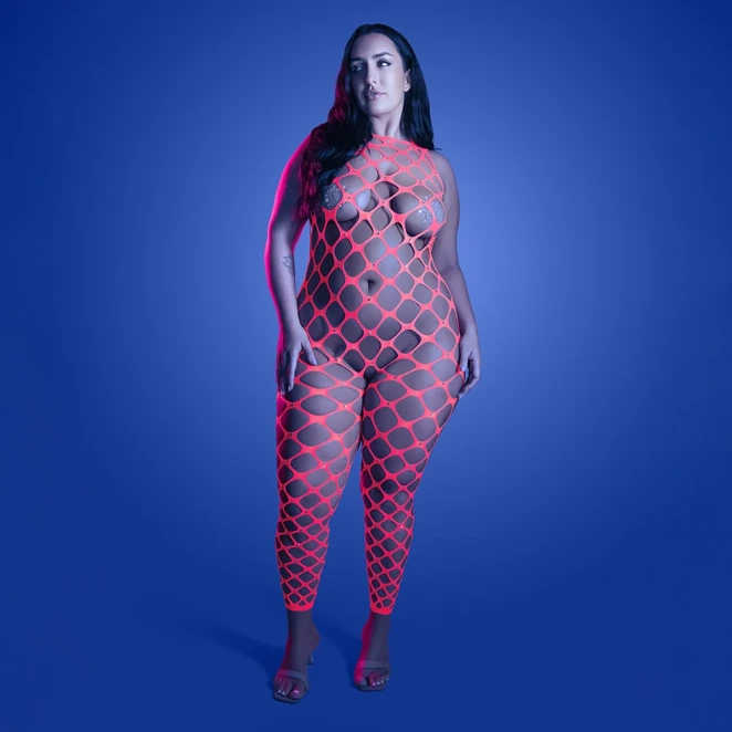 Fantasy Lingerie Glow Want It All Reversible Bodystocking & Rhinestone Pasties