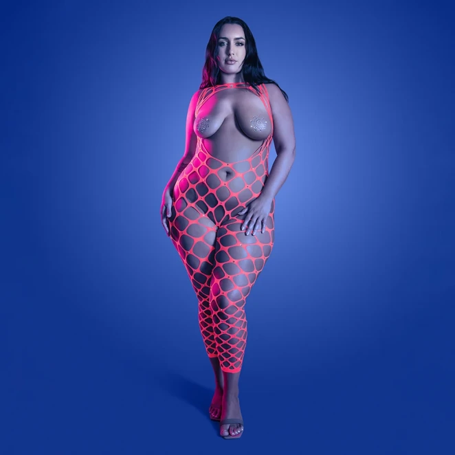 Fantasy Lingerie Glow Want It All Reversible Bodystocking & Rhinestone Pasties